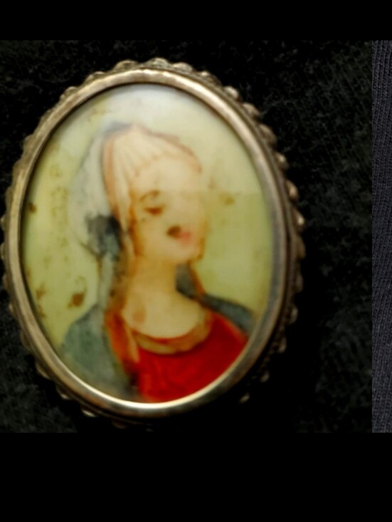 Antique Jewelry - Antique 800 Silver Miniature Portrait Brooch Pendant